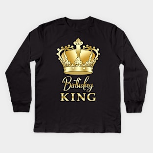 Birthday King Gold Crown T-Shirt Prince Princess King Queen Crown For Boys And Men Gift Kids Long Sleeve T-Shirt